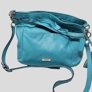 Coach Women Turquoise Leather Crossbody Bag